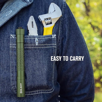 OLIGHT I5T Plus 550 Lumens EDC Flashlight, Pebble Pattern Pocket Flashlights, Powered by 2 AA Batteries Slim Light with Clip for Everyday Carry (Cool White Light: 5700~6700K)