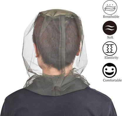 JIABEIUS 6 Pcs Mosquito Netting, Premium Head Net Face Mesh with Extra Fine Holes, Mosquito Hat Mask Head Cover for Camping Hiking Fishing Protecting from Insect Bug Bee Mosquito Gnats