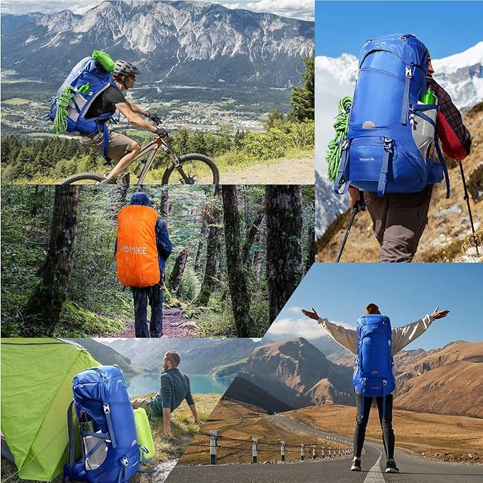 HOMIEE 50L Hiking Backpack Travel Bag Waterproof Camping Backpack with Rain Cover Lightweight Backpacking Backpack Rucksack