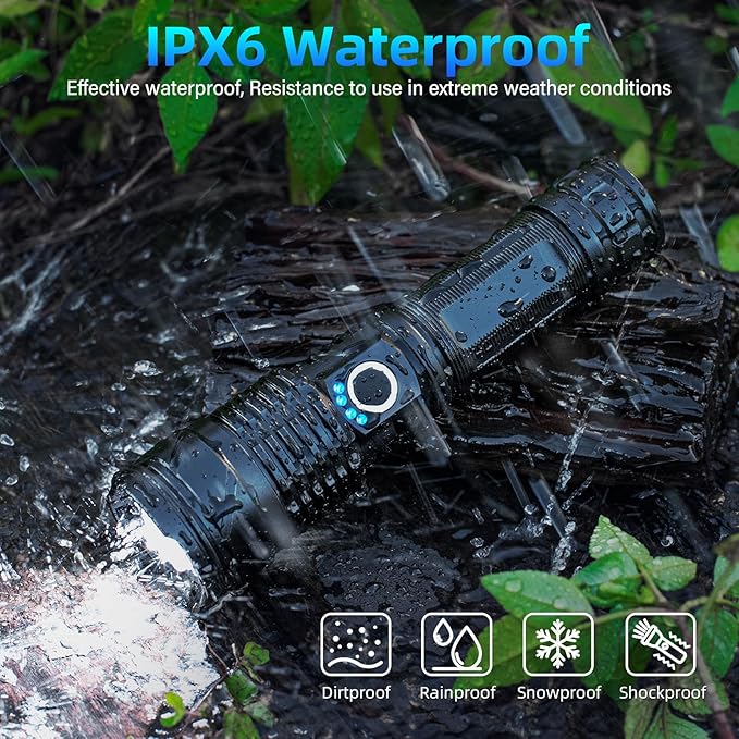 Flashlights High Lumens Rechargeable, 990000 Lumens Bright Flashlight, Powerful Flashlights With 5 Mode For Outdoor, 2pack LED High Powered Flash Light, Waterproof Flashlight For Home/Camping