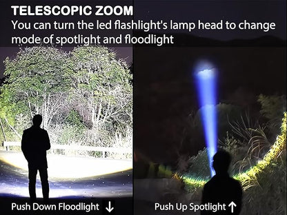 Portable Handheld Flashlights,Zoomable Tactical Flashlight, Flashlight Rechargeable LED Flashlight,for Emergency, Outdoor, Home, Camping, Hiking (L-S18)