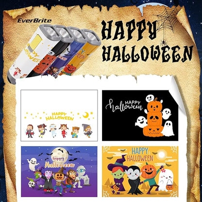 EverBrite Halloween Flashlights 4-Pack Halloween Gifts, Small LED Flash Light Handheld Torch with Lanyard 12AAA Battery Included, Mixed Color