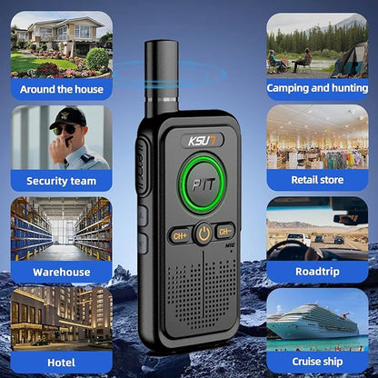 LT Plus Two-Way Radio Long Range with Access to 16 Channels NOAA Weather 4200mAh Battery Rechargeable Flash Replication Frequency Tpye-C LCD Display for Camping Walkie Talkies(Black 2 Pack)