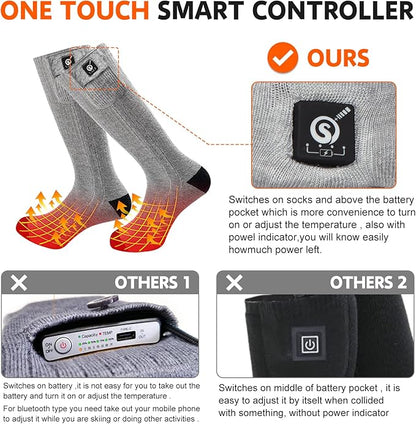 Upgraded Rechargeable Electric Heated Socks,7.4V 2200mAh Battery Powered Cold Weather Heat Socks for Men Women,Outdoor Riding Camping Hiking Motorcycle Skiing Warm Winter Socks