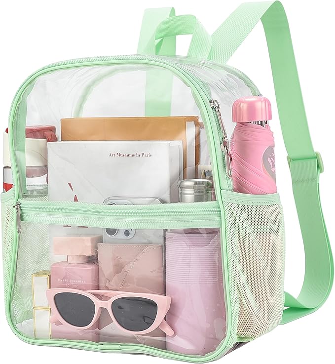 Oraben Clear Backpack for Stadium Events Clear Stadium Backpack 12x6x12 Bag (Nylon Shoulder Straps, Avocado Green)