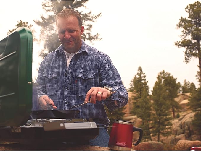 Coleman Classic 3-Burner Propane Camping Stove, Portable Camp Stove with 3 Adjustable Burners & Push-Button Instant Ignition, 28,000 BTUs for Camping, Tailgating, Grilling, BBQs, & More