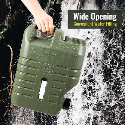 Camping Water Jug with Spout, 3.2 Gallon Camping Water Container with Spigot, No Leakage Food Grade Camping Water Tank with Spout for Picnic, BBQ Supplies