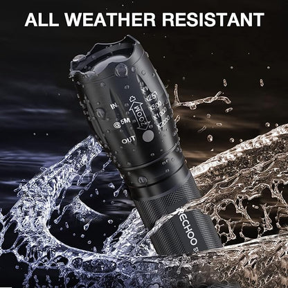 RECHOO Tactical Flashlights 2 Pack, Bright Zoomable LED Flashlights High Lumens with 5 Modes, Portable Small Flash Light for Camping Essential, Camping Flashlight