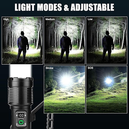 Flashlights High Lumens, Rechargeable Flashlights with Cob Light, 13500 Lumen Super Bright Flashlight, Flash Light with 11 Modes, 10000mAh Flashlight Rechargeable for Outdoors