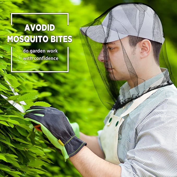 12 Pcs Mosquito Net Black Mosquito Net Face Neck Fly Netting Hood Protecting Net Cover Wearable Mosquito Face Net for Bugs Insect Mosquito Net Hat for Outdoor Hiking Camping Walking