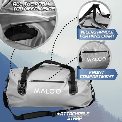 Malo'o Waterproof Dry Bag Duffel 40L/60L/100L, Roll Top Duffel Keeps Gear Dry for Kayaking, Rafting, Boating, Swimming, Camping, Hiking, Beach, Fishing - Internal & External Pockets and Molle Loops
