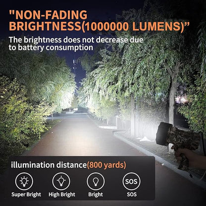 BUYSIGHT Rechargeable Spotlight Flashlight,1000,000 lumens Hand held Spotlight Waterproof Flashlight Hunting Lamp with red Filter (Camouflage Grey)