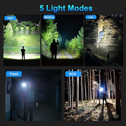 Rechargeable Flashlights 990,000 High Lumens - 2 Pack, Super Bright 12 Hours Long Life LED Flashlight with 5 Modes, High Powered Flash Light for Home, Outdoor