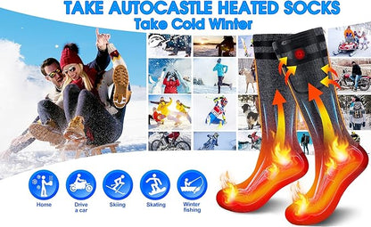 7.4V Heated Socks,Rechargeable Electric Heated Socks Camping Foot Warmer Winter Warm Socks for Men Women-Battery Heat Thick Cotton Thermal Hot Heat Sock for Outdoor Cycling Skiing Hiking,3Heat
