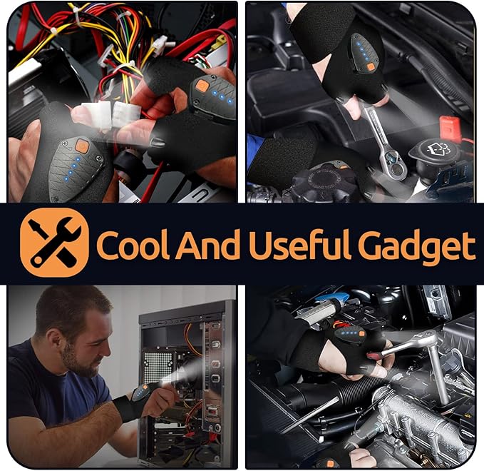 KFK Gifts for Men, LED Flashlight Gloves Gifts for Him,Mens Gifts for Father's Day, Birthday, Dad, Husband, Handyman
