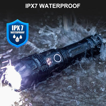 Rechargeable Flashlights High Lumens, 990,000 Lumens Super Bright led Flashlight with 5 Modes, IPX7 Waterproof, Powerful Handheld Flash Light for Home Camping Emergency