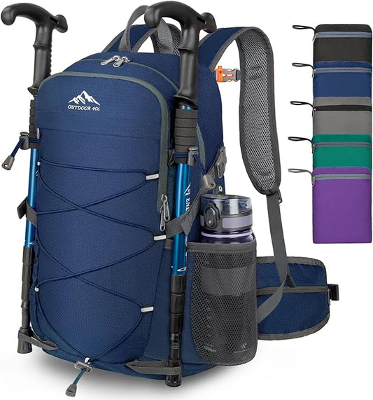 BKNOOU 40L Lightweight Hiking Backpack Packable Camping Backpack Waterproof Hiking Daypack Men Women Foldable Travel Daypack