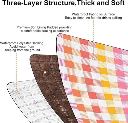 ICOSY Large Picnic Outdoor Blankets, 78" x 59" Beach Camping Blanket Waterproof Sandproof Picnic Camping Mat Camping Gear Essentials