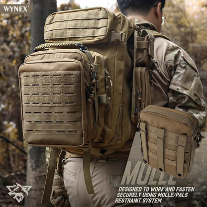 WYNEX Tactical Molle Admin Pouch, Utility EDC Pouch Organizer Modular Tool Pouch of Double Layer Design Medical EMT Attachment Bag Large Capacity with Elastic Webbing Insert Panel