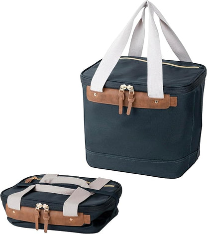 CleverMade Collapsible Cooler Bag, 18 Can Beach & Travel Car Cooler, Folding Soft Cooler, Shoulder Strap, Bottle Opener, Great Car Coolers for Travel, Leak Proof Cooler Bag [Leeward Navy]