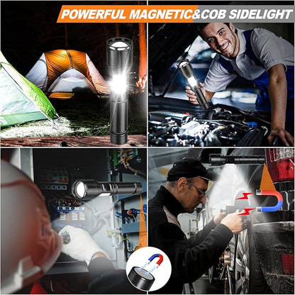 Flashlights High Lumens Rechargeable- 100,000LM Super Bright Tactical Magnetic LED Flashlight,Powerful Flash Light with 8 Modes,Waterproof,Power Display Handheld Flashlight for Emergency