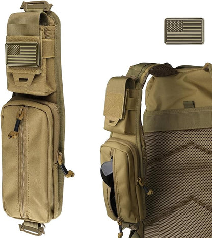 WYNEX Molle Accessories Pouch of Double Zipper Pocket Version, Backpack Strap Pouch Shoulder Strap Molle Attachment Tactical Accessories Bag Shoulder Starps Zipper Pocket Additional Phone Holder