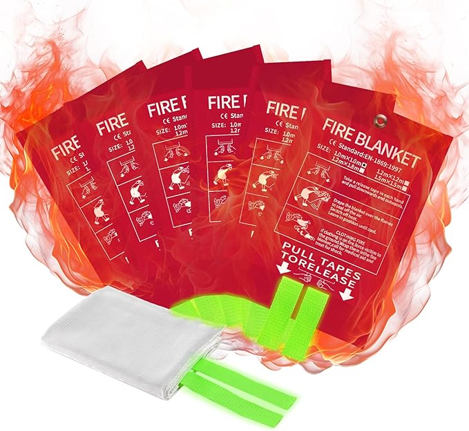 Fire Blankets Emergency for Home, Emergency Fire Blanket, 6 Pack Suppression Flame Retardent Safety Fire Blanket for Home, Kitchen, Fiberglass Fire Blanket