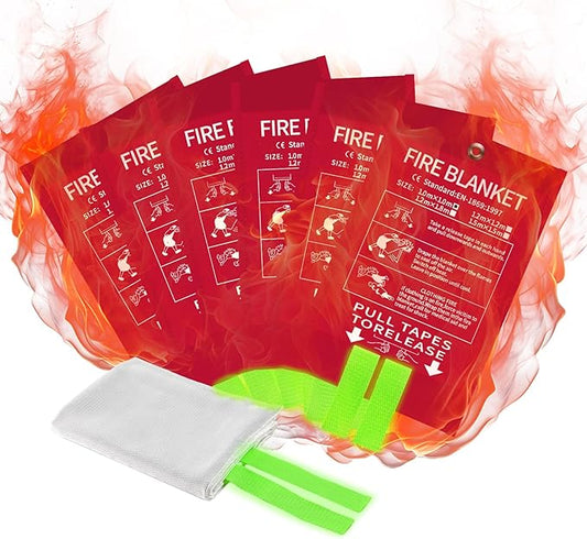 Fire Blankets Emergency for Home, Emergency Fire Blanket, 6 Pack Suppression Flame Retardent Safety Fire Blanket for Home, Kitchen, Fiberglass Fire Blanket