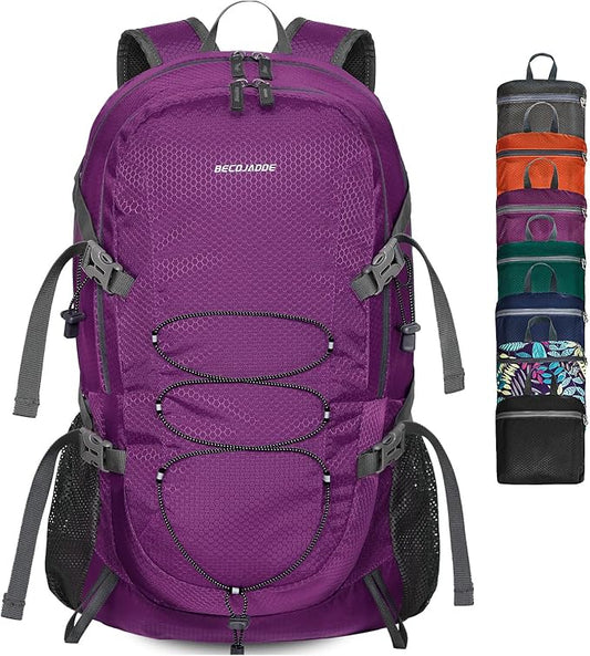 40L Lightweight Hiking Backpack Travel Packable Daypack for Women and Men, Purple