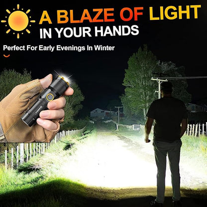 Rechargeable Flashlights High Lumens, Super Bright Small LED Flash Light, 26 Hours Long Lasting, 4 Lighting Modes, Magnetic Zoomable Pocket Flashlight for Emergencies Home Camping (2 Pack)