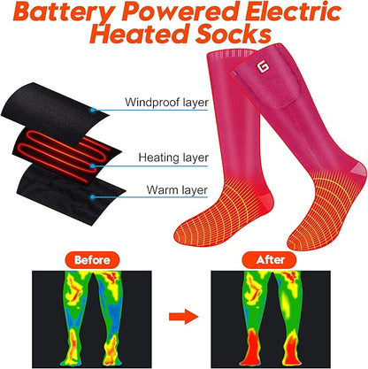 Heated Socks Women Electric Battery Socks Thermal Insulated Socks for Arthritis, Winter Thick Warm Cotton Sox Heating Foot Warmer, Unisex & USA 6-13 Size