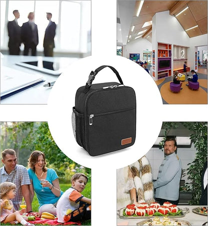 Femuar Lunch Box for Men Women Adults Small Lunch Bag for Office Work Picnic - Reusable Portable Lunchbox, Black