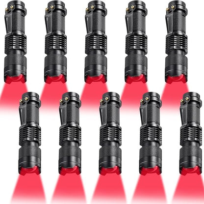 Honoson 1 Piece Red Flashlight LED Single Mode Light One Mode LED Torch Scalable Red Light Flashlight for Astronomy Aviation Night Observation