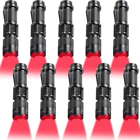 Honoson 1 Piece Red Flashlight LED Single Mode Light One Mode LED Torch Scalable Red Light Flashlight for Astronomy Aviation Night Observation