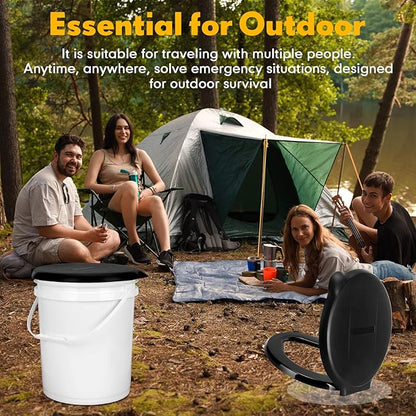 Glenmal 2 Pcs Emergency Portable Toilet Seat for 5 Gallon Bucket Outdoor Toilet Bucket Seat with Lid Toilet Cover for Camping Hiking Adults Kids