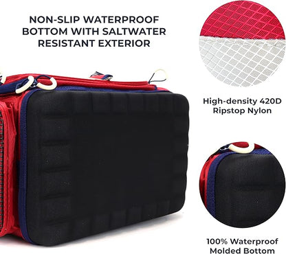 OSAGE RIVER Fishing Tackle Bag, Saltwater Fishing Gear Bag, Tackle Box Organizer with Waterproof Non-Slip Bottom, Padded Shoulder Strap, and Fishing Pliers, Fishing Gifts for Men