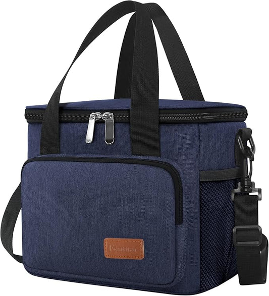 Femuar Lunch Bags for Women/Men, Insulated Lunch Bag for Work Office Picnic - Lunch Cooler Bag Leakproof Lunch Box with Adjustable Shoulder Strap - Dark Blue