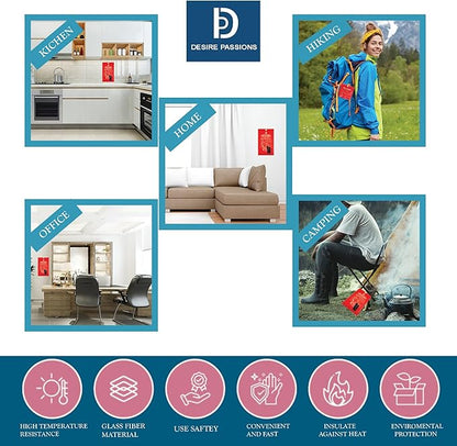 Emergency Fire Blanket - Fire Suppression Blanket for Home, Kitchen, Garage, Camping, School & Office -Flame Retardant -40”x40” for Quick Smothering & Fire Safety (Pack of 1)“