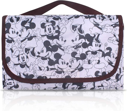FINEX Mickey Mouse and Minnie Mouse Picnic Blanket Mat for Camping Hiking Outdoor Concert Travel Large Foldable Portable Reusable Black & White