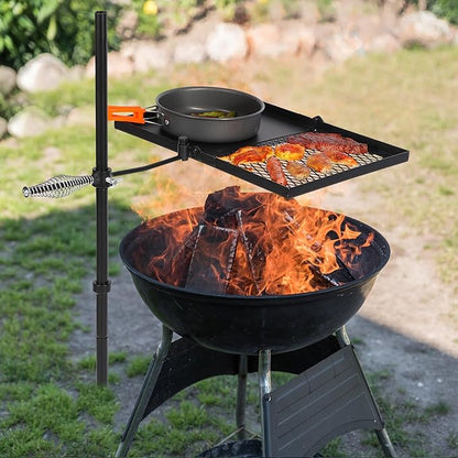 REDCAMP Folding Swivel Campfire Grill, Portable Fire Pit Grill Grate Over Fire Pit, Heavy Duty Steel Grate & Camp Fire Rack with Carrying Bag for Outdoor Camping Cooking