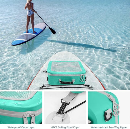 Waterproof PVC Paddleboard Cooler Deck Bag - 12 Can Soft Insulated Cooler for Paddleboarding, Camping, Kayaking