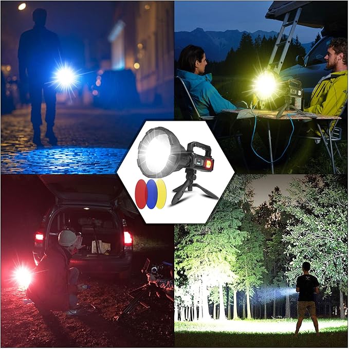 Foleto Rechargeable LED Spotlight Flashlights 100000 High Lumens XHP90 Lamp 6.5 Inch (XXL-Large)