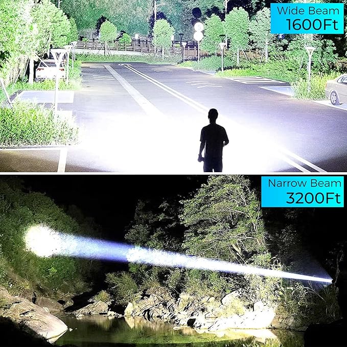 Rechargeable Flashlights High Lumens, 990,000 Lumen Super Bright Led Flash Light, Powerful Flashlight with 7 Modes, COB Light, IPX7 Waterproof for Camping, Emergencies