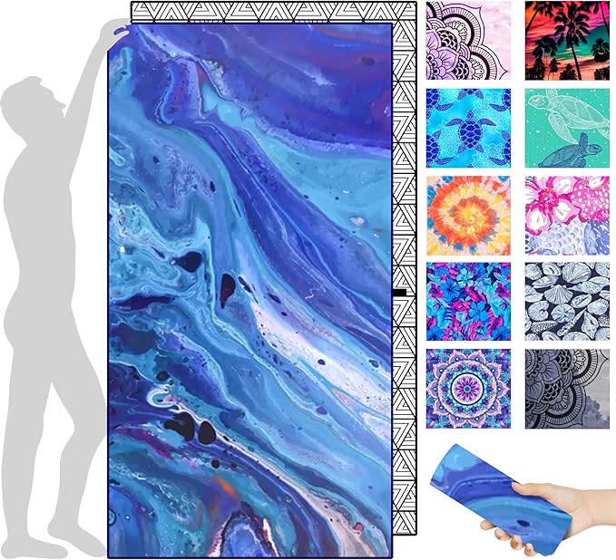 Microfiber Quick Dry Beach Towel – Lightweight Sand Free Oversized X-Large Towel Accessories Travel Must Have Swim Pool Yoga Camping Gear Summer Cruise Ship Compact Sandproof Item Gift Blue River