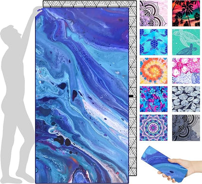 Microfiber Quick Dry Beach Towel – Lightweight Sand Free Oversized X-Large Towel Accessories Travel Must Have Swim Pool Yoga Camping Gear Summer Cruise Ship Compact Sandproof Item Gift Blue River