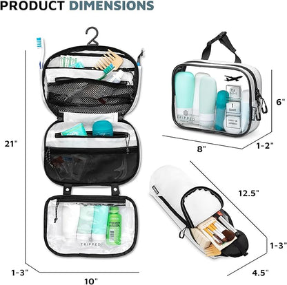 Toiletry Bag Kit Set: Hanging Travel Toiletry Bag + 311 TSA Cosmetic Liquid Bag + Ultralight Accessory Organizer Pouch