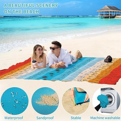 BYDOLL Beach Blanket Sandproof Waterproof 78''×110'' 1-7 Adults Compact Lightweight Oversized Beach Blanket Large Picnic Mat Beach Blanket for Travel Camping Hiking Picnic
