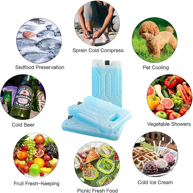 TOURIT Ice Pack for Lunch Box-8.75” x 5.5”-Reusable Long Lasting for Lunch and Cooler Bag-Camping, Beach, Picnics, Fishing and More