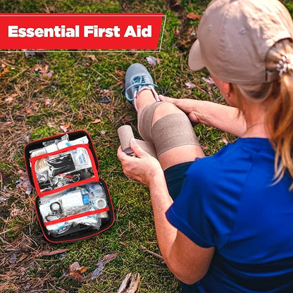 Premium First Aid Kit Travel, Waterproof with Shoulder Straps for Easy Carry - Ideal for Home, Car, and On-The-Go Emergencies
