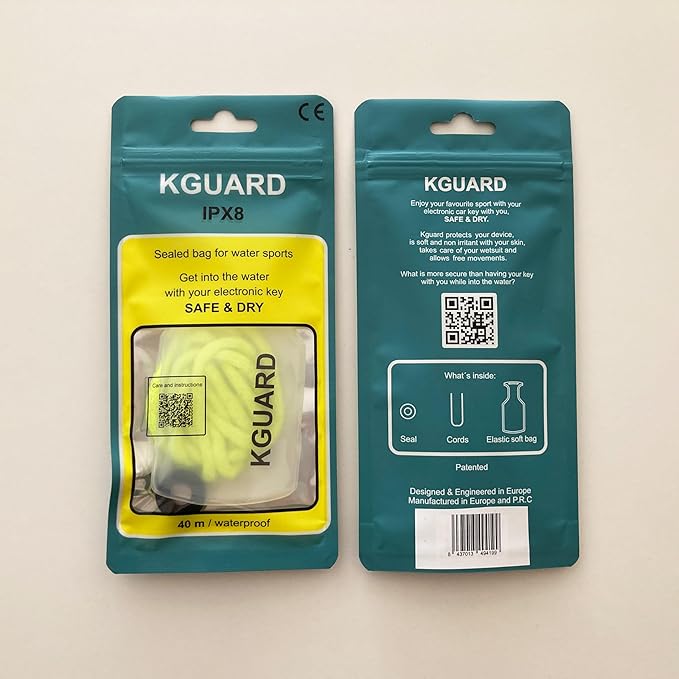 Compact, Waterproof and Watertight Key Pouch for the car electronic key. Certified (IPX8). Designed for water sports (Surfing, Sup, Kitesurfing, Windsurfing, Foil, Swimming, sailing...)
